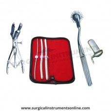 Hegar uterine dilator 3 pieces set,3-4, 9-10, 11-12, wartenberg pinwheel, mathieu speculum, collin large